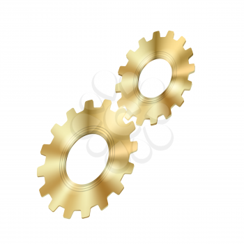 Techno Background with Geometric Gear Wheels Icon. Machinery Logo. Modern Mechanism Cog Concept. Technologic Mechanical Cogwheel Tool on White Background. Teamwork Symbol. Part of Transmission.