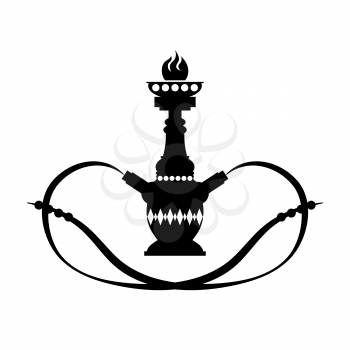 Arabic Hookah Silhouette Isolated on White Background.