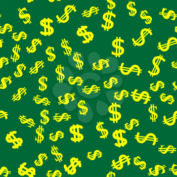Dollar Icon Seamless Pattern Isolated on Green Background.