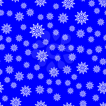 Snowflakes Seamless Pattern on Blue Background. Winter Christmas Decorative Texture.
