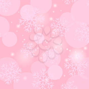 Snowflakes Pattern on Pink Background. Winter Christmas Decorative Texture.