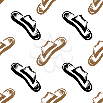 American Hat Icon Isolated on White Background. Seamless Pattern.