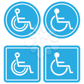 Wheelchair Blue Icon Set Isolated on White Background.