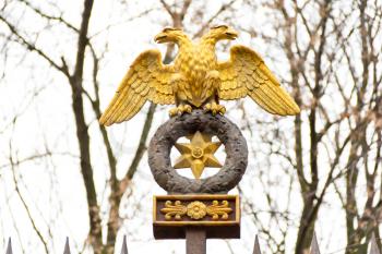 Eagle with double head is symbol of Russian town Sankt Petersburg
