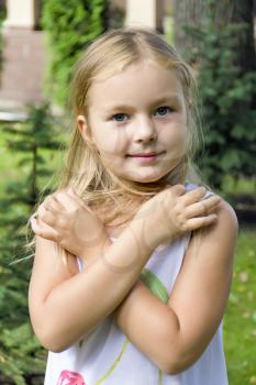Image of cute girl with crossbreed hands