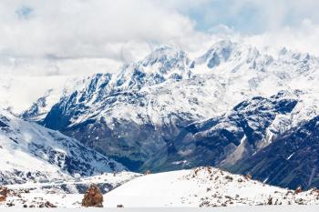 Winter landscape of mountains Caucasus region in Russia