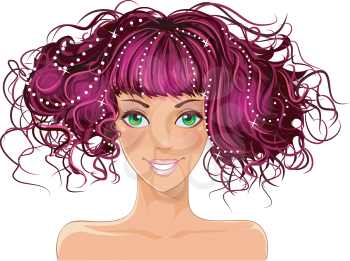 Royalty Free Clipart Image of a Girl With Purple Hair