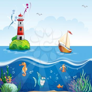 Royalty Free Clipart Image of a Sailing Background