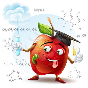 Royalty Free Clipart Image of an Apple Chemistry Teacher