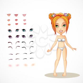 Royalty Free Clipart Image of a Little Girl With Facial Features at the Side