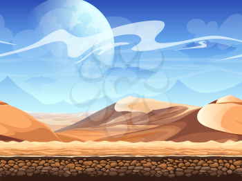 Seamless desert with silhouettes of spaceships. For newspapers, magazines, web design, flyers, websites, printing