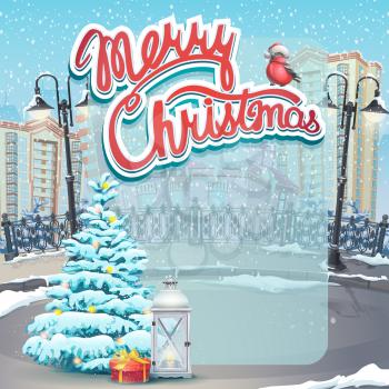 Vector illustration Merry Christmas invitation.  For print, create videos or web graphic design, user interface, card, poster.