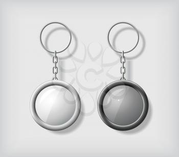 Two key chain pendants mockup, in black and white