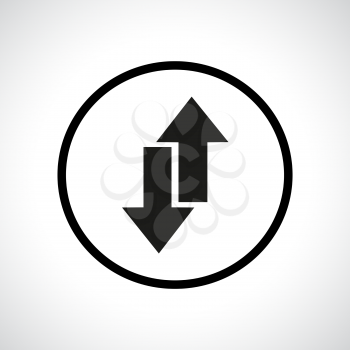 Download and upload symbol in a circle. Send and receive emails. Black flat icon.