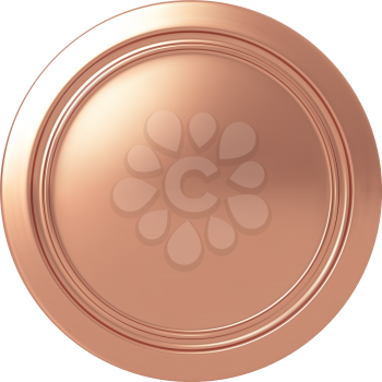 Bronze medal. Round button. Highly detailed vector illustration.