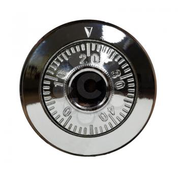 Silver combination lock, isolated on white. Security concept.