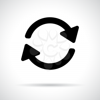Recycle. Preloader. Black flat icon with shadow.