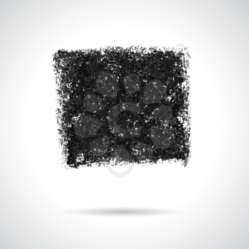 Square black oil pastel banner. Hand drawn design element. Abstract texture isolated on white background.