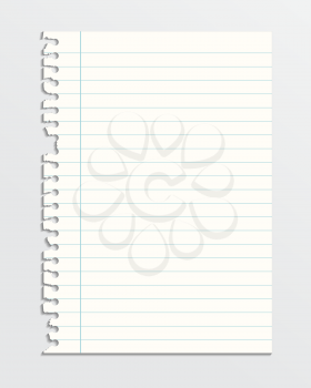 Small note paper sheet with lines, photo realistic vector illustration