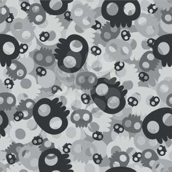 Seamless skull background in monochrome grey colors. 