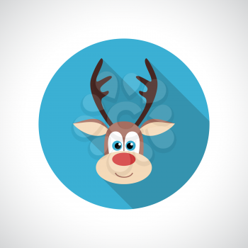 Christmas Reindeer icon. Infographic symbol with shadow. Festive style graphic design element. Flat style web button. Traditional celebration concept. 