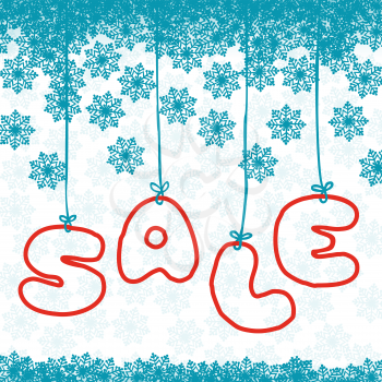 Winter style Sale poster. Big seasonal clearance, discount promotion, Christmas shopping offer concept. Vector illustration.