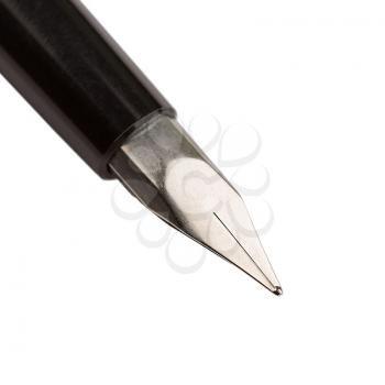 Close up of fountain pen nib isolated on white