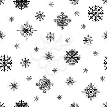 Christmas seamless pattern. Snow flakes backdrop. Tileable background for winter holidays. Graphic design element for packaging paper, prints, scrapbooking. Holiday themed design