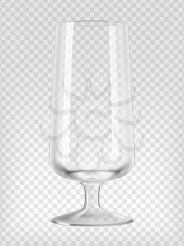 Empty beer goblet. Realistic transparent vector illustration.