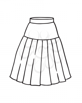Hand drawn women skirt doodle in pen line art style, isolated on white background. Vector illustration