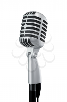 Realistic microphone metallic vintage style isolated on white background. Vector illustration