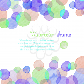 Watercolor banners greeting cards with colorful circle banners with text. Cute decorative template baby shower invitation, birthday card, scrapbooking etc. Vector illustration