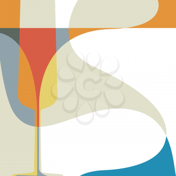 Abstract vector illustration with silhouette of wine glass.