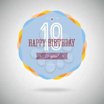 Congratulatory badge for the nineteen-year. 19 years happy birthday. Congratulatory sign for anniversary. Vintage vector typography.