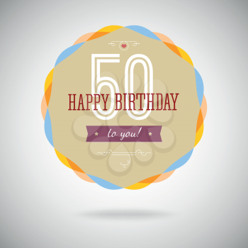 Congratulatory badge for the fiftieth anniversary. 50 years happy birthday. Congratulatory sign for anniversary. Vintage vector typography.