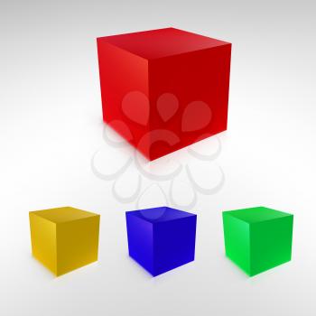 Cubes with reflections and shadows. Vector illustration
