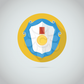 Flat vector icon with gold medal, symbol for your business and design presentation