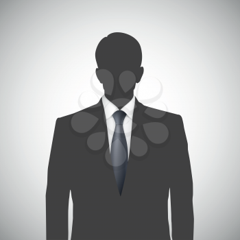 Unknown person silhouette whith tie. Profile picture, silhouette profile