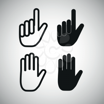 Hand icons, gestures, signals and signs. Vector