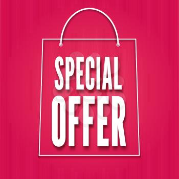 Special offer poster with bag, vector illustration for your design