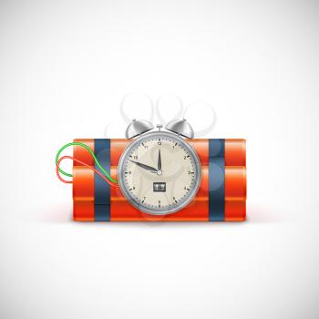 Dynamite with clock. Illustration on white background for your design and presentation.