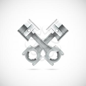 Two pistons on white background. Vector illustration for you.