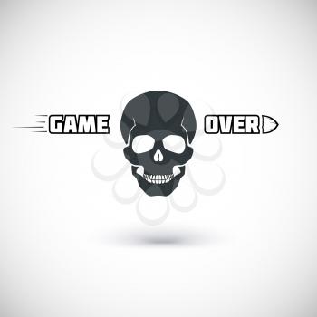 Game over, symbol with skull. Vector illustration for your design.