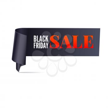 Black friday sale curved banner. Ribbon on white background. Vector for you