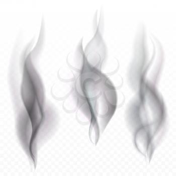 Abstract smoke waves on transparent background vector illustration