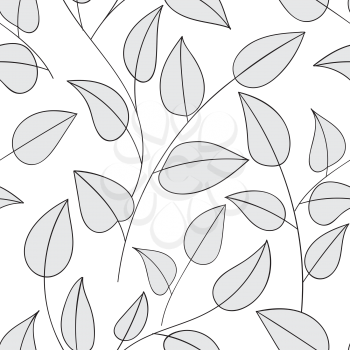 Beautiful decorative floral ornamental sketchy pattern, doodle style with foliage and branches. All elements are not cropped and hidden under mask, place the pattern on canvas and repeat