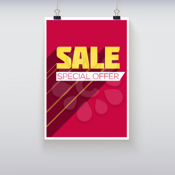 Sale Poster with Long Shadow. Sale and discounts template. Clearance Sale Banner, graphics sales, sale flyer, sale background. Vector illustration