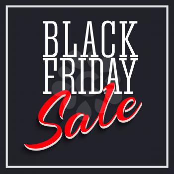 Sale Poster with Frame and Shadow. Clearance black friday banner on black background. Sale and discounts template. Vector editable flyer, easy to change size