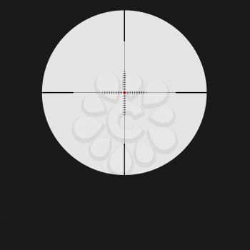 Isolated vector illustration with sniper sight, target for shooting icon on white background, cross-hair with red dot.