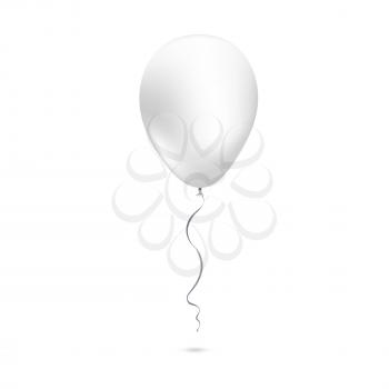 Inflatable air flying balloon isolated on white background. Close-up look at white balloon with reflects. Realistic 3D vector illustration